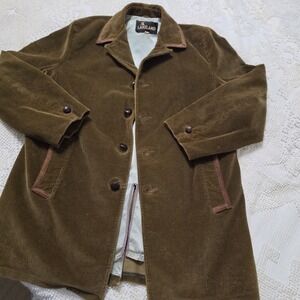 Vintage Lakeland Brown‎ Corduroy Jacket Mens 44 Long Lined Car Coat Retro 70s